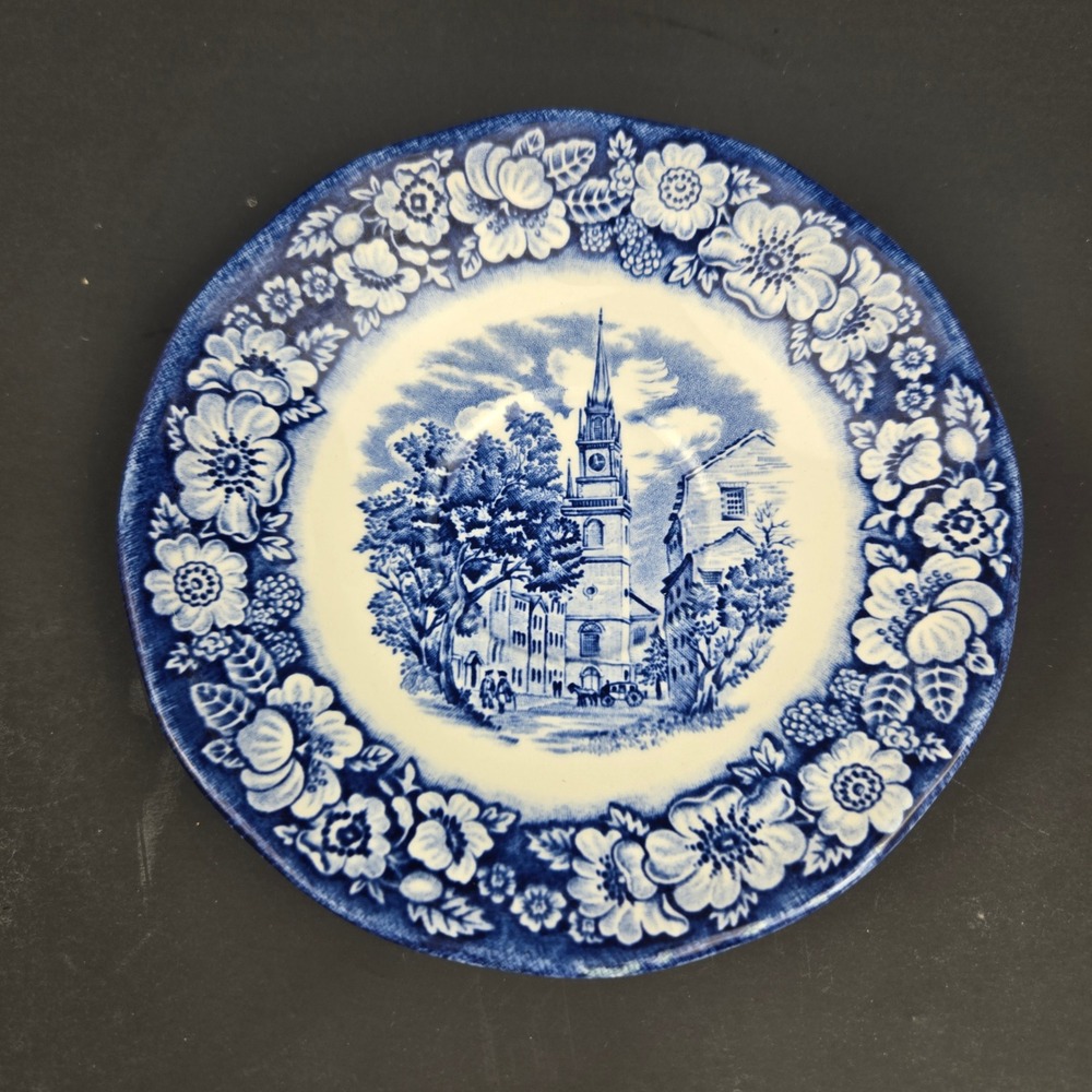 Liberty Blue Old North Church Saucer Historic Colonial Scenes Made in England